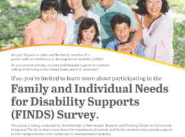 The 2017 Family and Individual Needs for Disability Supports (FINDS) Survey is Here!